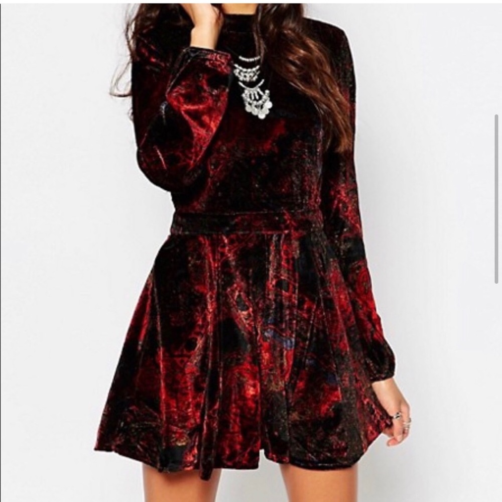 NWT Free People Onyx Velvet Open Back Romper 6